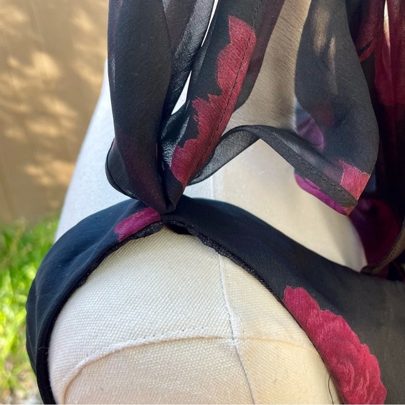 Rose Cowl Neck Blouse Sheer Tank Top by Jessica Howard Vintage Y2K Sequin Lined - Picture 11 of 14